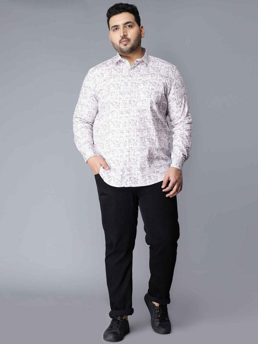 White Pink Printed Plus Size Shirt