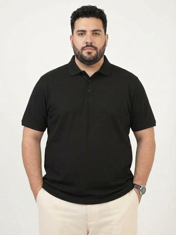 Premium Solid Cotton Plus Size Men Polo T-shirt