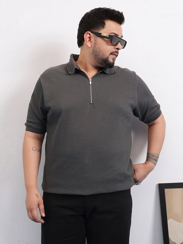 Interlock Zipper Knitted Polo T-shirt