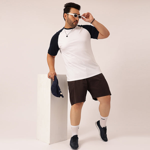 White Navy Raglan T-shirt in Navy White