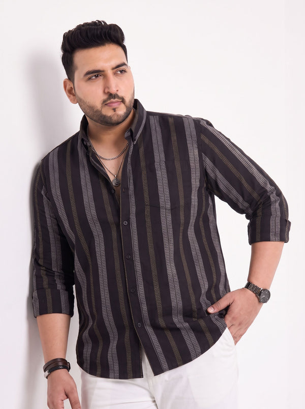 Stripe full sleeve cotton shirt in Black