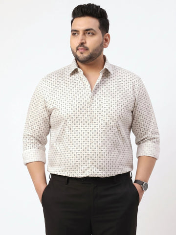 Plus Size Formal Geometric Printed Shirt