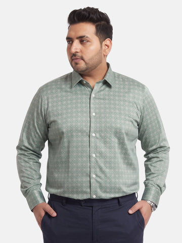 Satin Geometric Print Plus Size Shirt