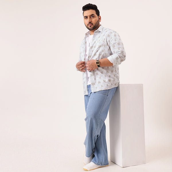 White Blue Printed Shirt in -