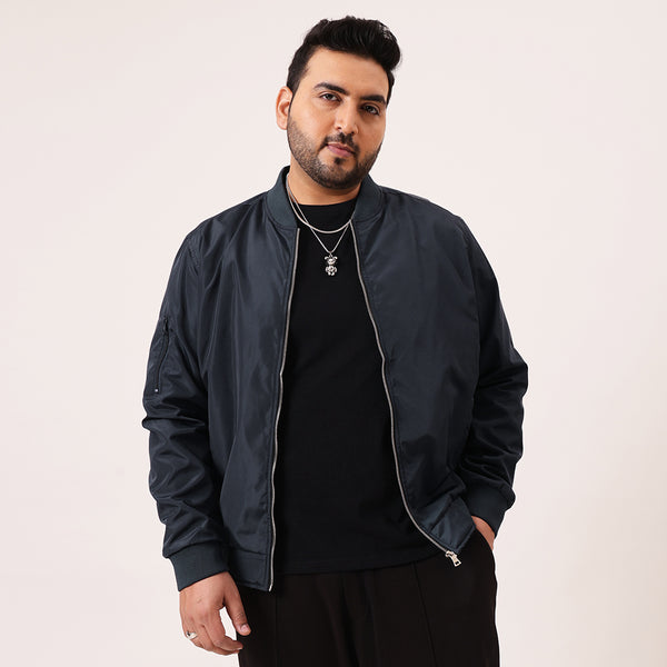 Classic Bomber Jacket in Navy Blue