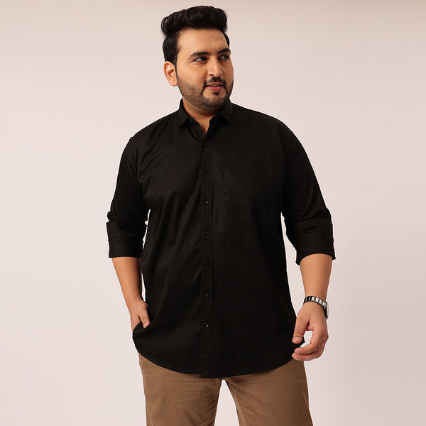 Black Satin Cotton Shirt