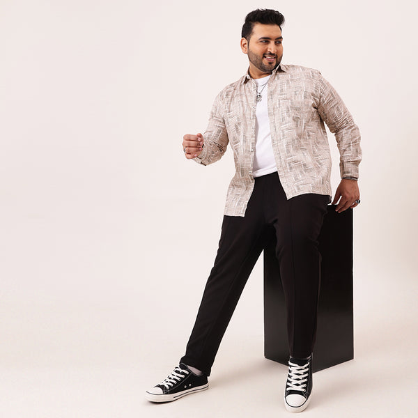 White Brown Printed Shirt in -