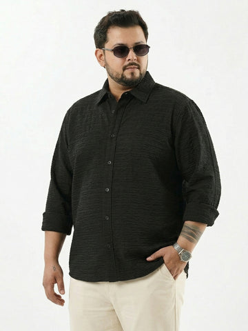 Textured Full Sleeve Plus size Men Shirt