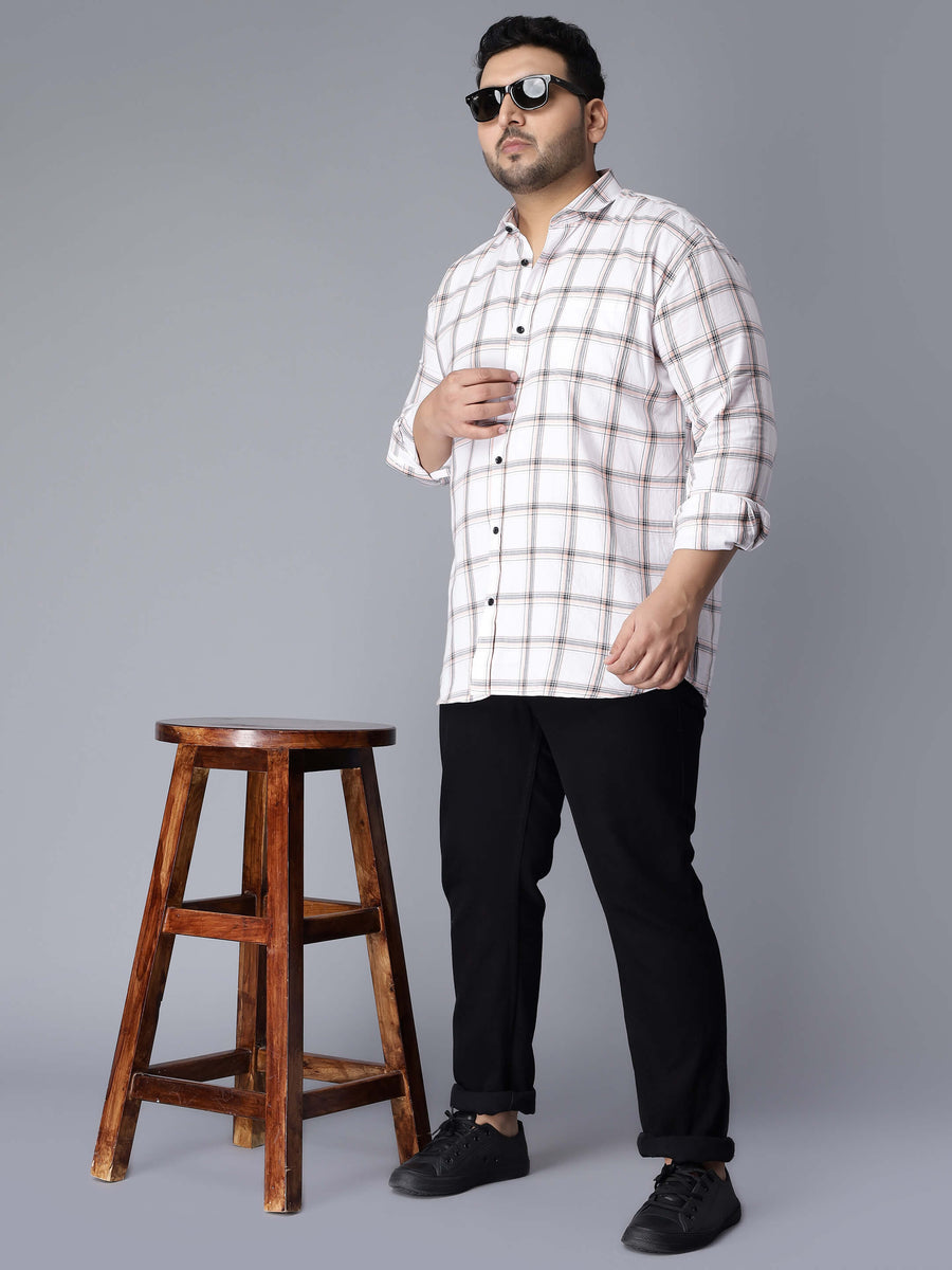 White Checkered Plus Size Shirt
