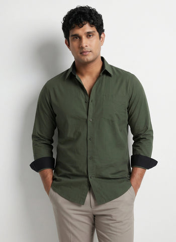 Contrast Collar Plus Size Men Shirt
