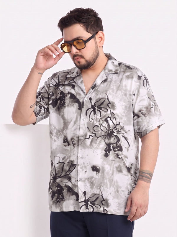 Cuban Collar Printed Shirt in White