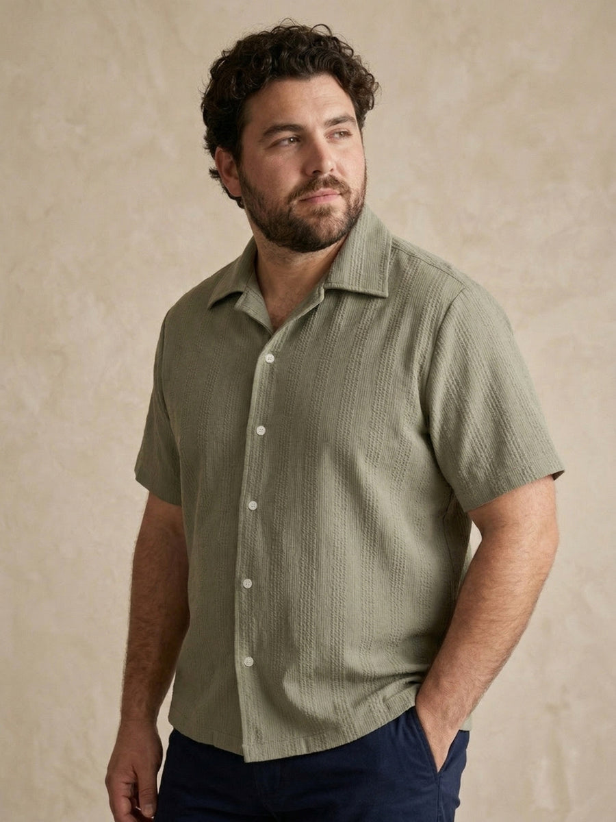 Textured Half Sleeve Plus Size Men Shirt