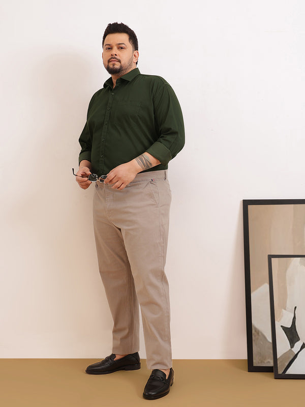 Satin Stretchable Premium Shirt in olive green