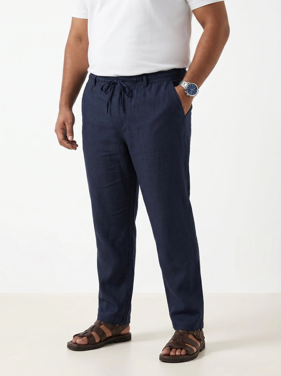 Men Plus Size Pull On Drawstring Trousers
