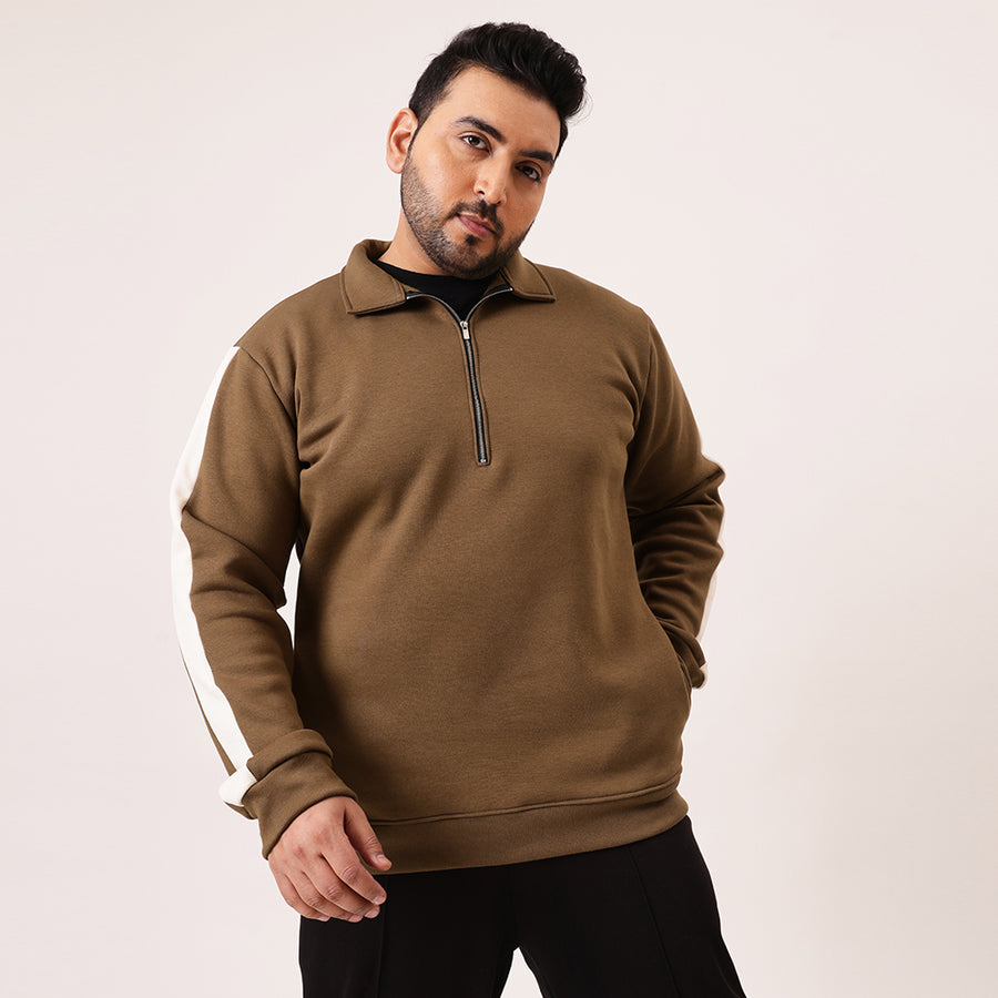 Brown Offwhite Zip Sweatshirt