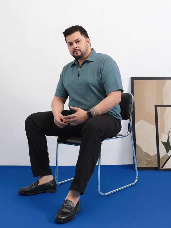 Moon Crush texture polo in Denim Blue
