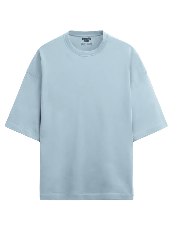 Ice Blue Heavy Weight Fabric Drop Shoulder T-shirt in Ice Blue