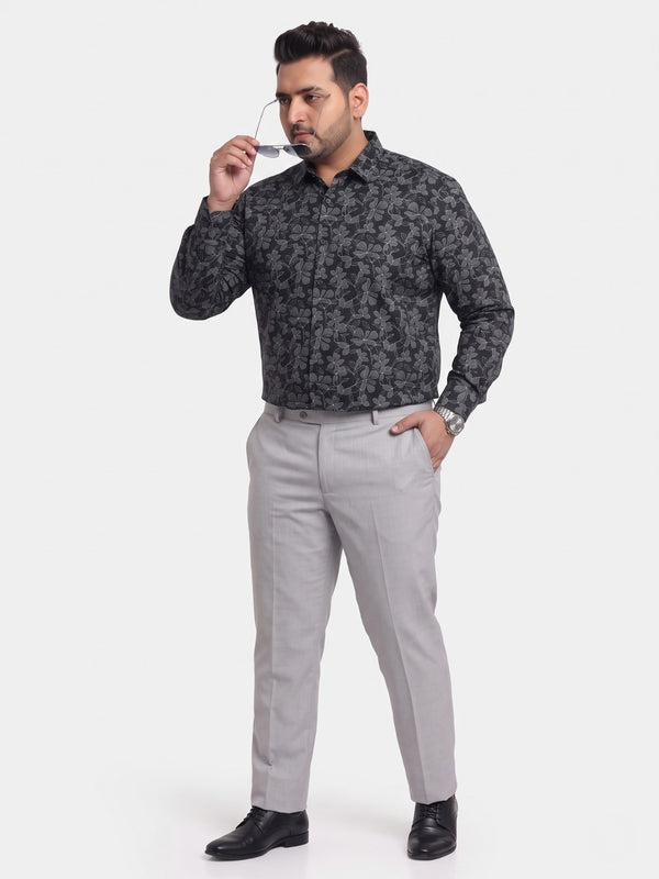 Satin Flower Print Shirt in Black
