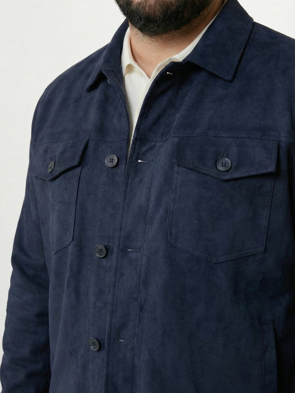 Suede Jacket in Navy Blue