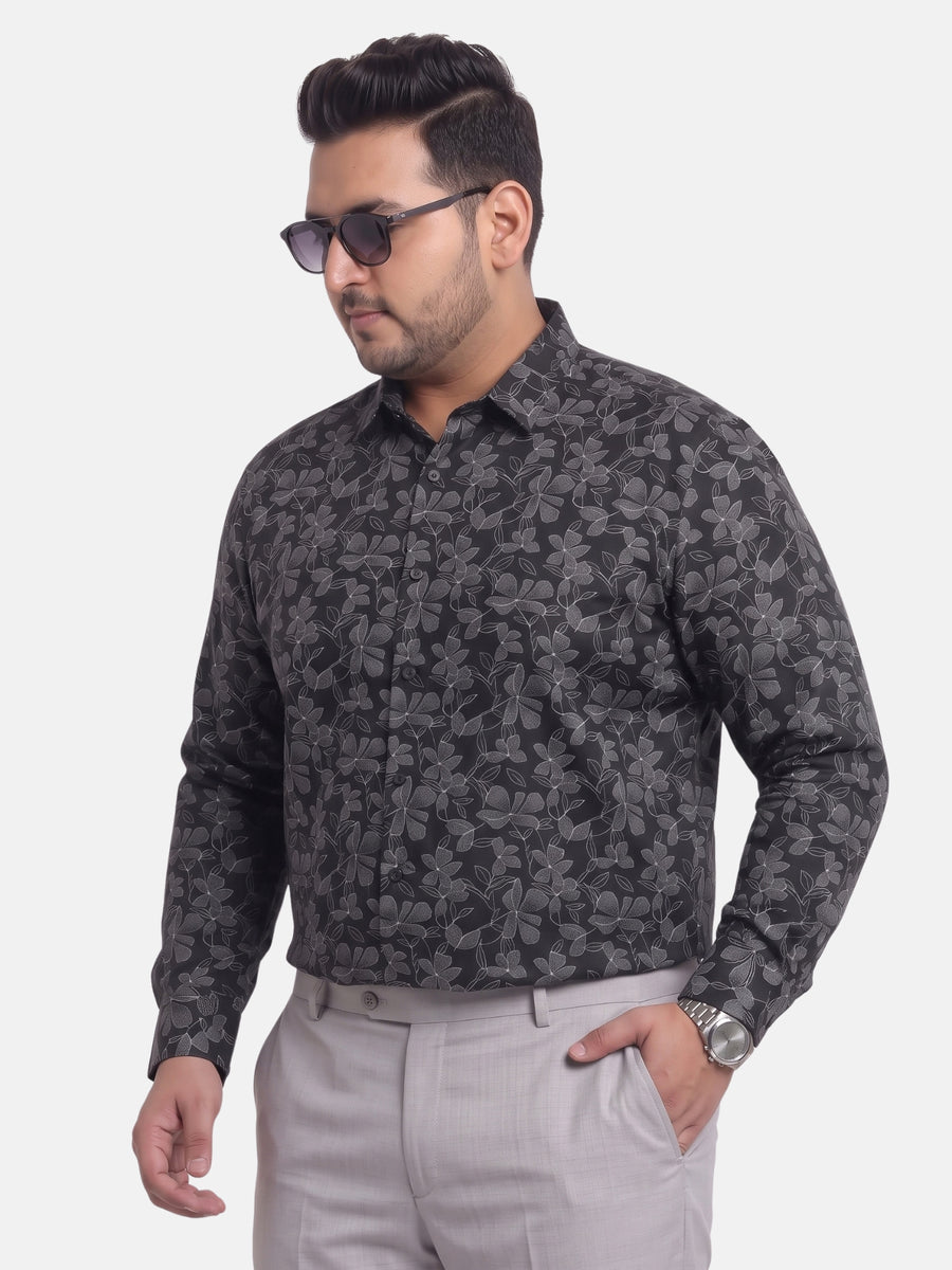 Satin Flower Print Plus Size Shirt