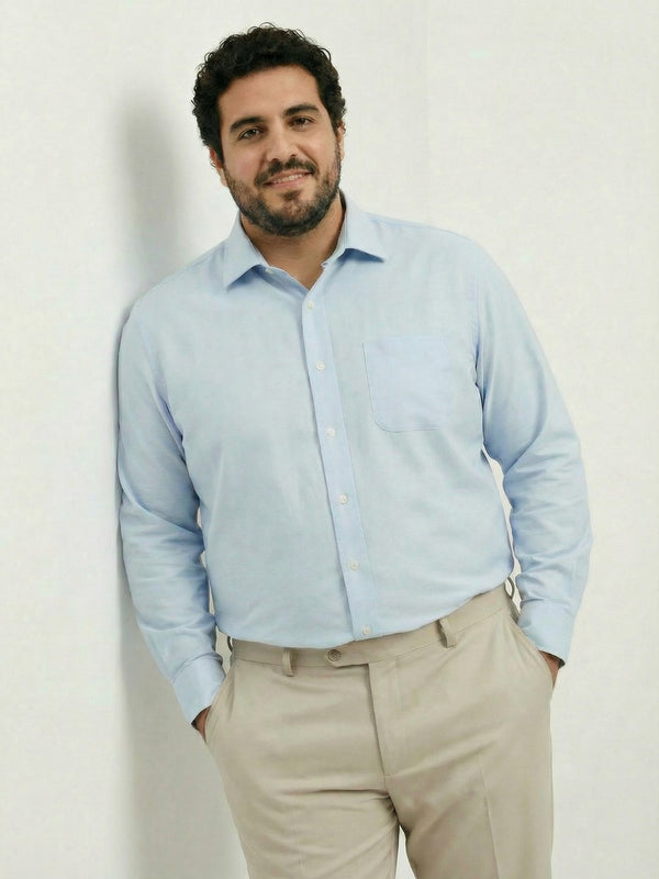 Premium Stretch Oxford Solid Shirt in Light Blue