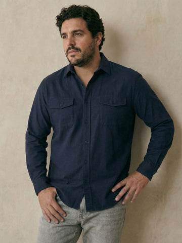 Double Pocket Poplin Solid Plus Size Shirt