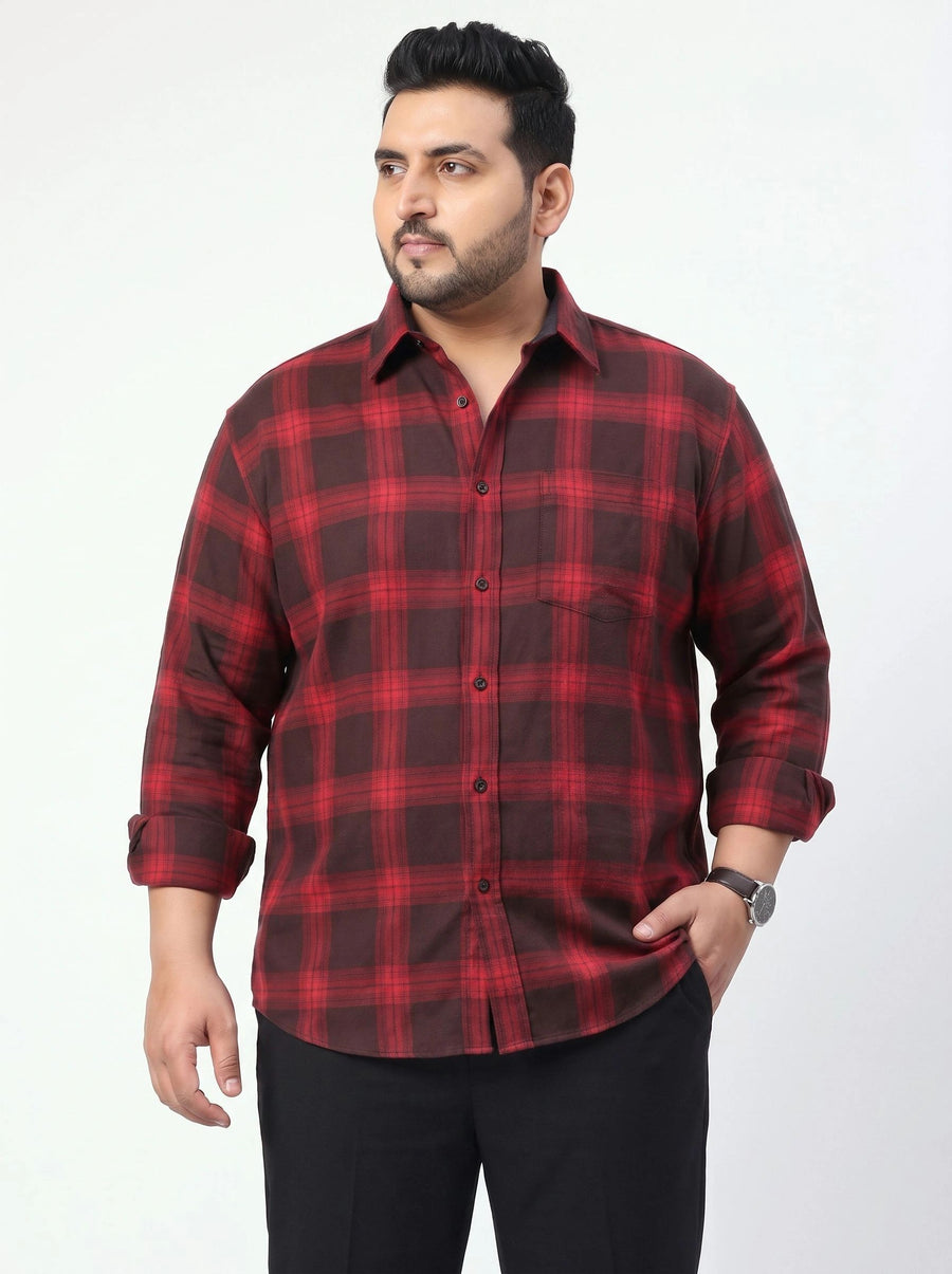 Plus Size Checked Full Sleeve Cotton Shirt