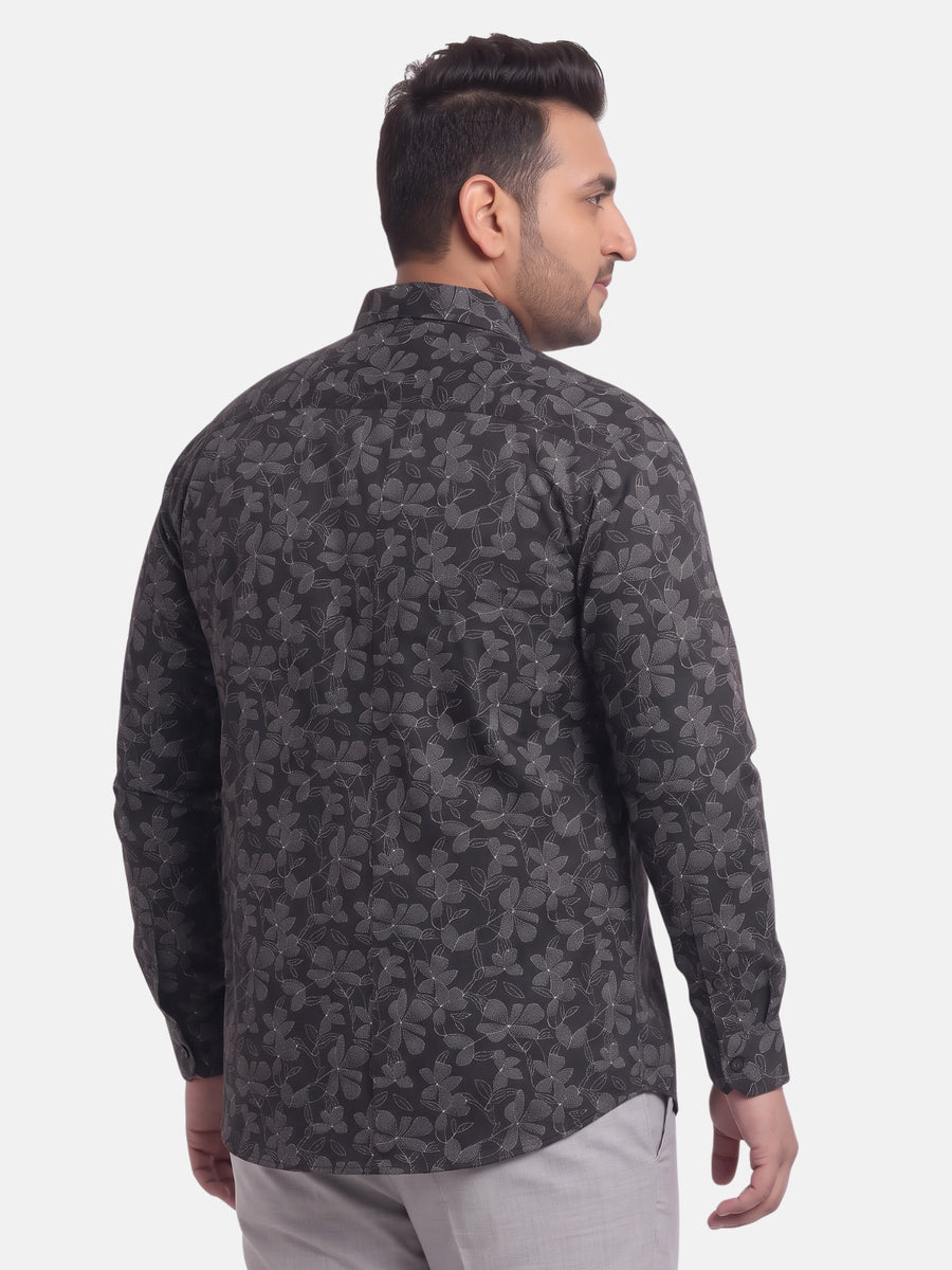 Satin Flower Print Plus Size Shirt