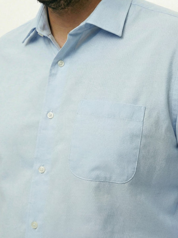 Premium Stretch Oxford Solid Shirt in Light Blue