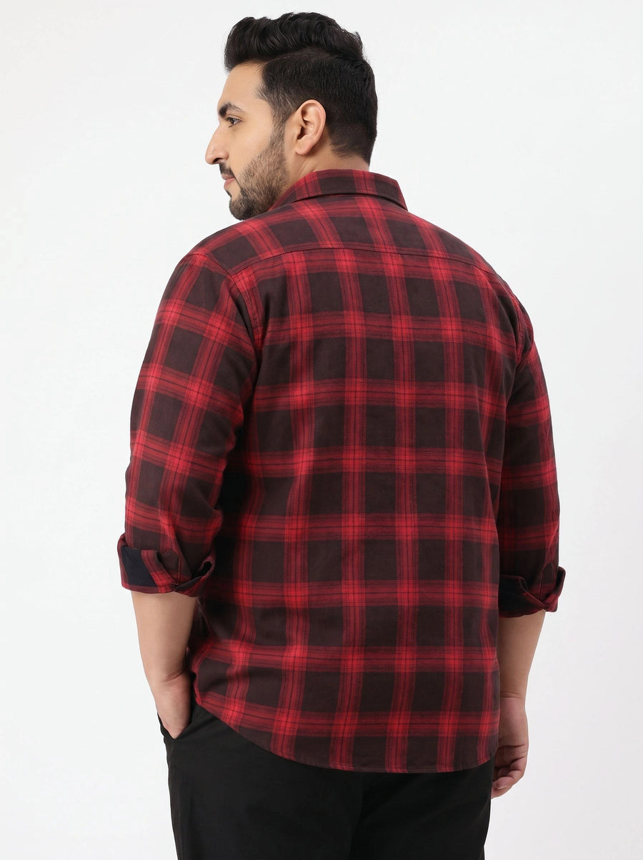 Plus Size Checked Full Sleeve Cotton Shirt