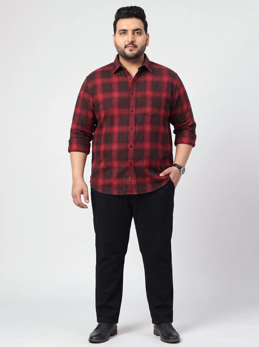 Plus Size Checked Full Sleeve Cotton Shirt