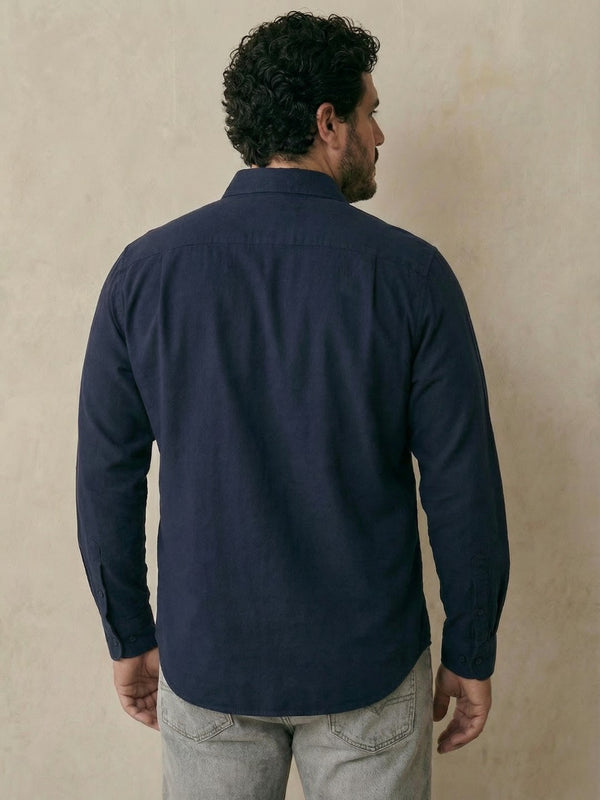Double Pocket Poplin Solid Shirt in Navy Blue
