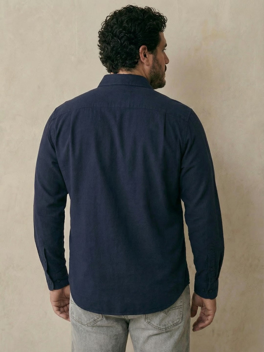 Double Pocket Poplin Solid Plus Size Shirt