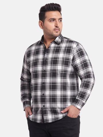 Plus Size Tartan Checked Full Sleeve Cotton Shirt