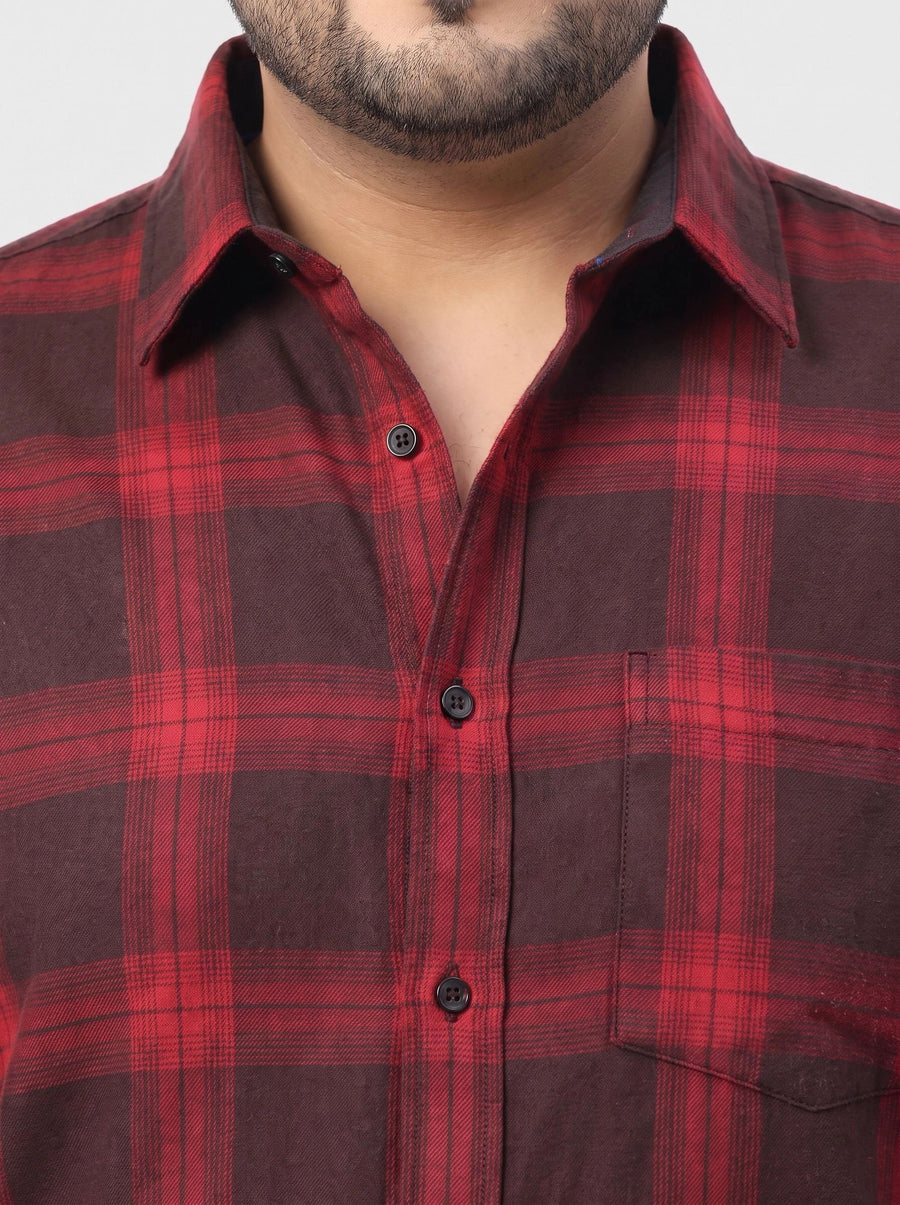 Plus Size Checked Full Sleeve Cotton Shirt
