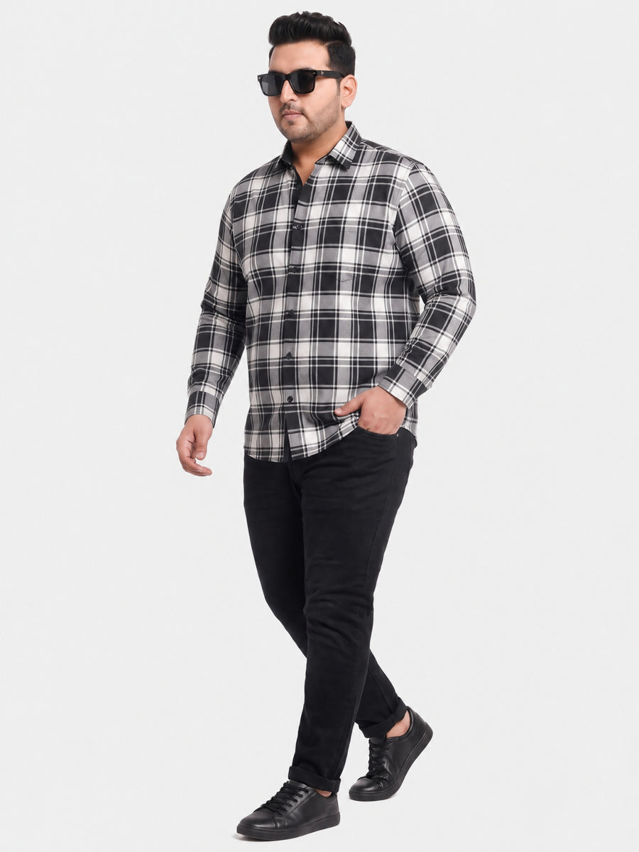 Plus Size Tartan Checked Full Sleeve Cotton Shirt