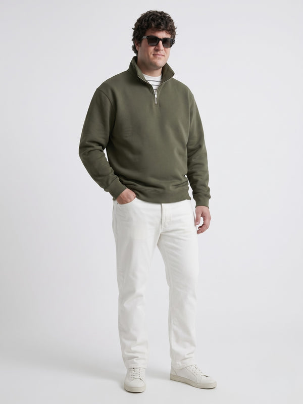 Premium Quarter-Zip Sweatshirt in Olive Green