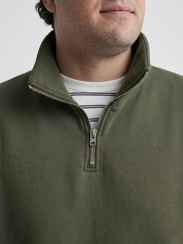 Premium Quarter-Zip Sweatshirt in Olive Green