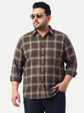 Plus Size Checked Full Sleeve Cotton Shirt