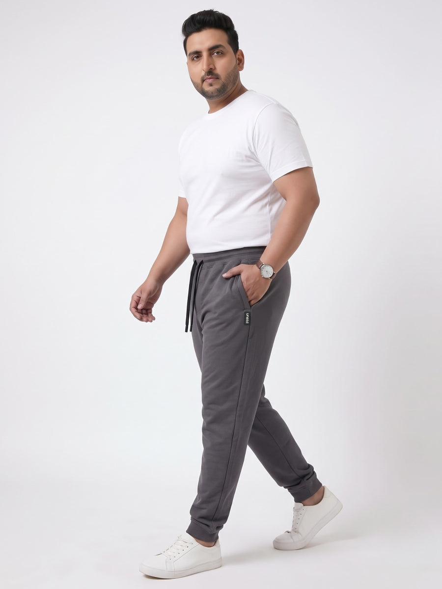Plus Size French Terry Mid-Rise Joggers with Zip Pocket