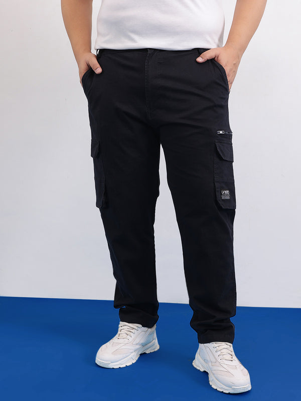 6 Pocket Zipper Cotton Stretch Cargo in Black