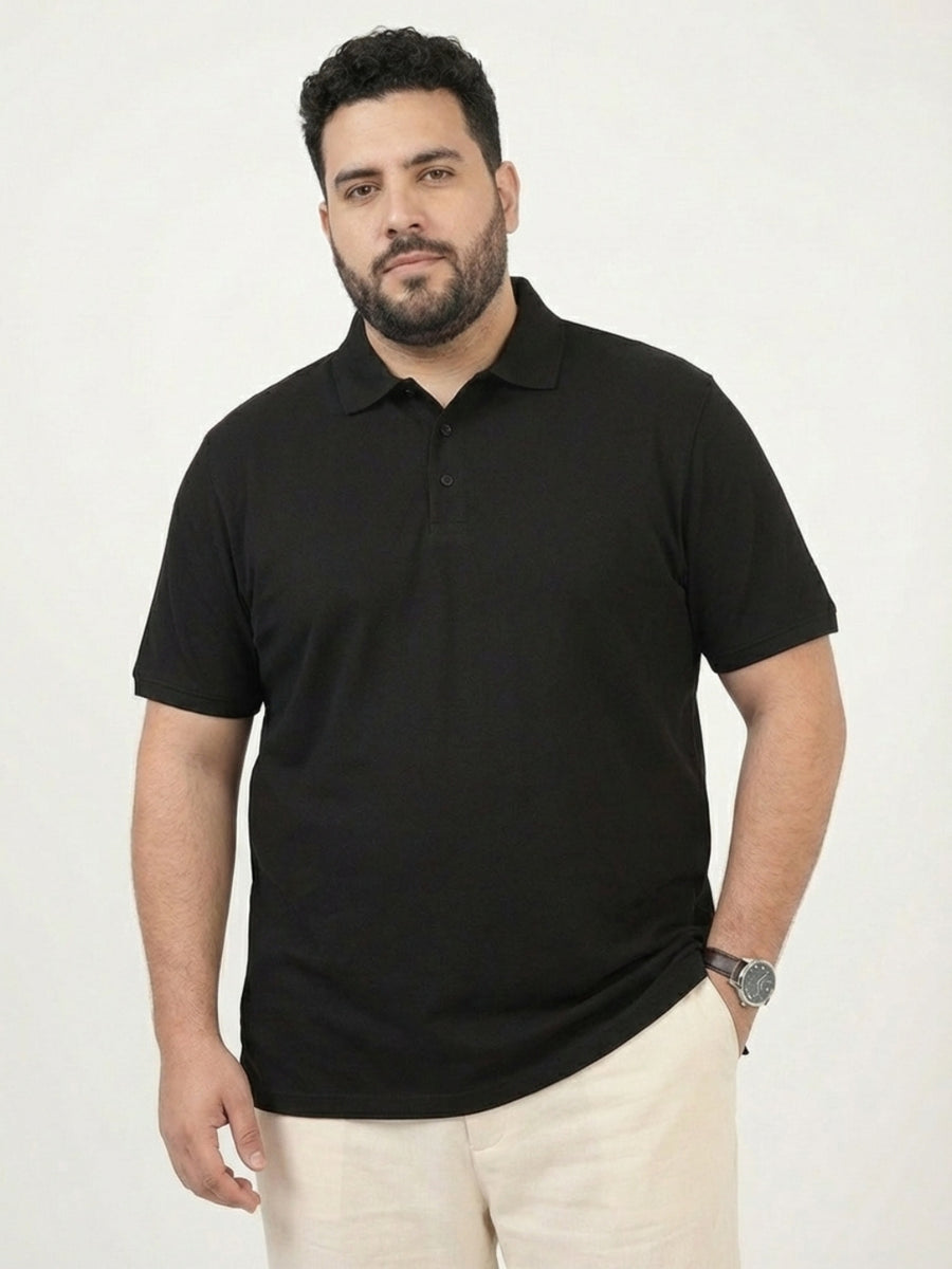 Premium Solid Cotton Plus Size Men Polo T-shirt