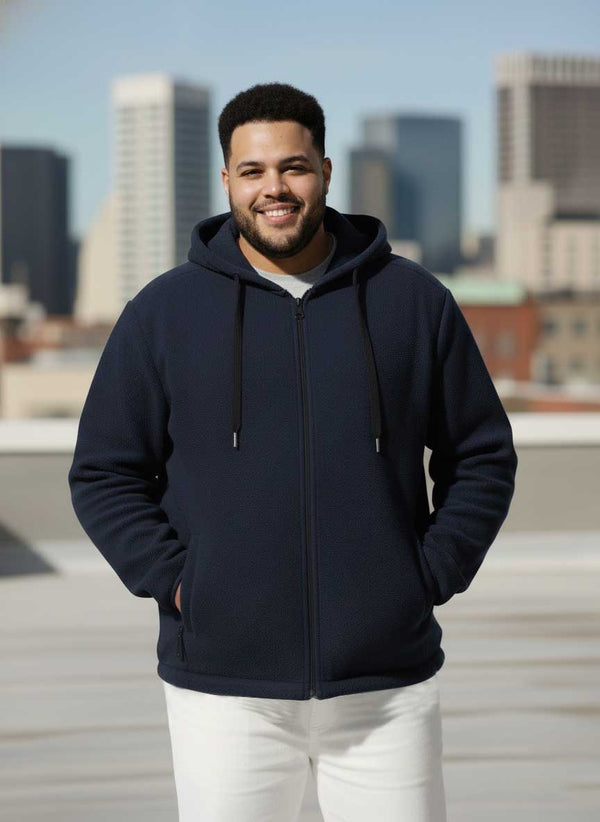 Polar Fleece Heavy Weight Zipper hoodie in Navy Blue