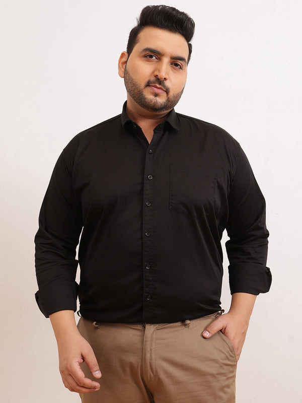 Satin Stretchable Premium Shirt in Black
