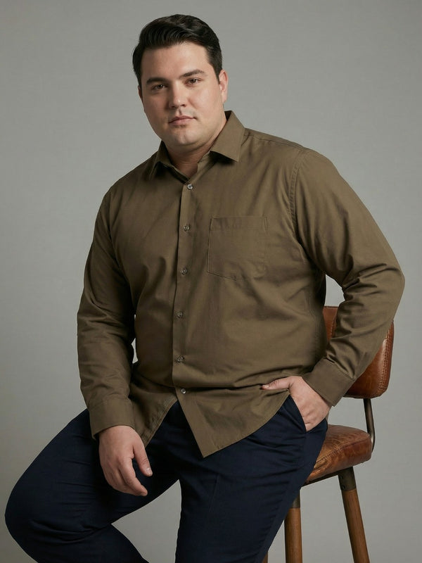 Premium Poplin Solid Shirt in Ochre