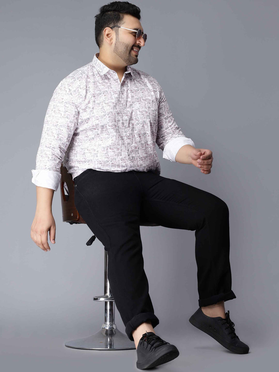 White Pink Printed Plus Size Shirt