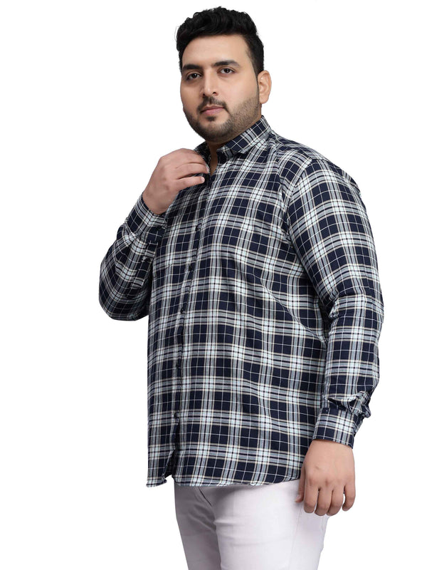 Navy Blue Checkered Shirt in -