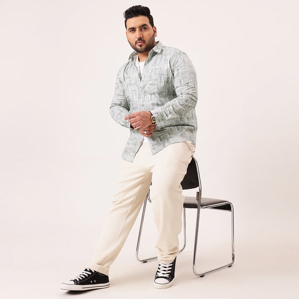 White Green Printed Shirt in -