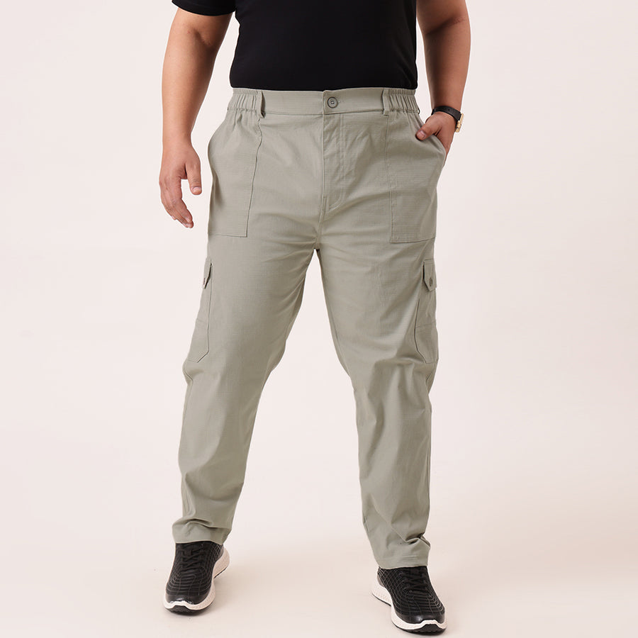 Ribstop Textured 6 Pocket Plus Size Cargo