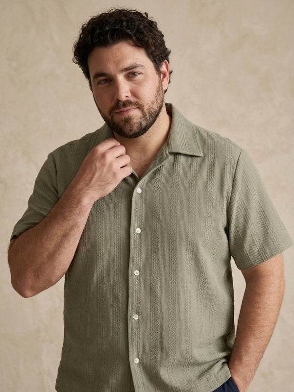 Textured Half Sleeve Men Shirt in Light green